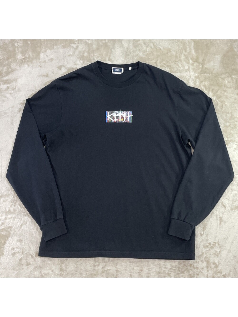 KITH x B Robert Moore Classic Logo Black LS Long Sleeve Tee Shirt Mens M - EUC
